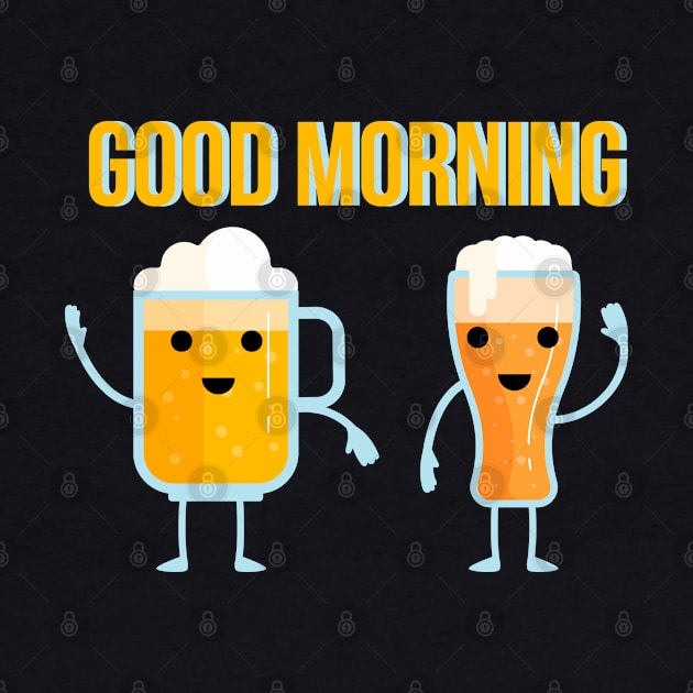 Good Morning. Funny glasses of beer wish you good morning. by lakokakr